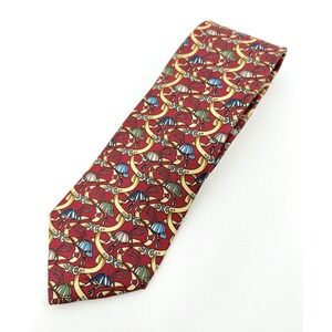 Vintage Brooks Brothers Tie Necktie Red Gold Equestrian Silk Made USA‎ NEW